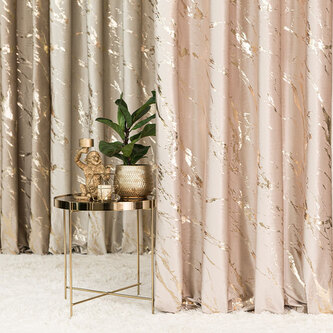 Dekorační vzorovaný závěs s kroužky MARMA 003 světle béžová/zlatá 140x250 cm (cena za 1 kus) MyBestHome