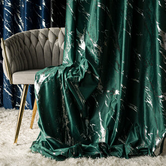 Dekorační vzorovaný závěs s řasící páskou MARBE 010 zelená/stříbrná 140x250 cm (cena za 1 kus) MyBestHome