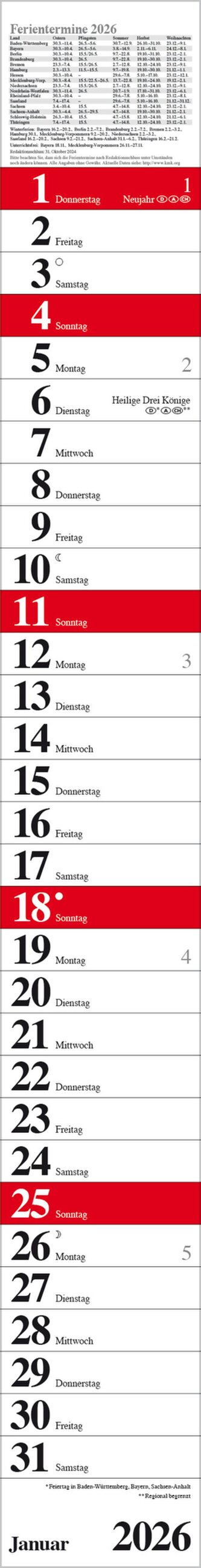 Streifenplaner Praktika Rot 2026