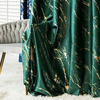 Dekorační vzorovaný závěs s řasící páskou MARBE 010 zelená/zlatá 140x250 cm (cena za 1 kus) MyBestHome