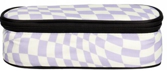 Piórnik szachownica biało-fioletowa