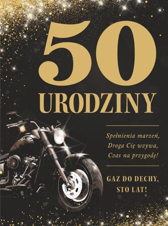 Karnet 50 urodziny męskie, brokat (14,5x19,5cm) CMB-102