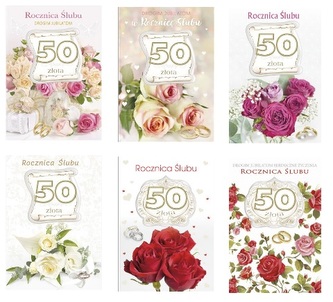 Karnet LDG 50 Rocznica Ślubu złota (LDG- laurka duża z gąbką)