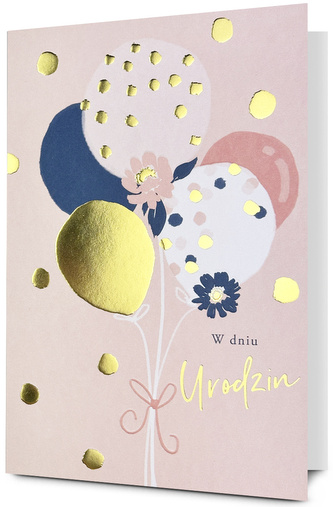 Karnet B6 HM-200 urodziny balony, złocone HM200-3006