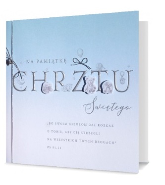 Karnet Chrzest Święty niebieski Gold UK-GOLD-08