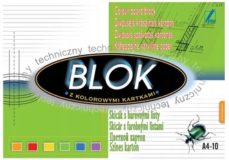 Blok techniczny A4 kolorowy 10 kartek 10szt/opak