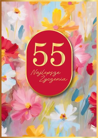 Karnet B6 40 Urodziny malowane kwiaty GM-1173