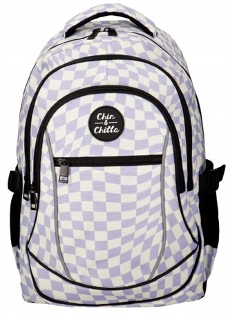 Plecak szachownica biało-fioletowa
