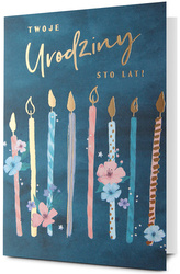 Karnet B6 HM-200 urodziny świeczki, złocone HM200-2998