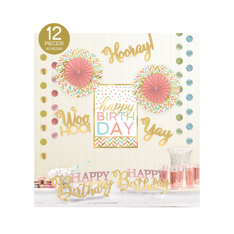 Zestaw dekoracyjny Confetti Fun ( girlandy, rozety, napisy)