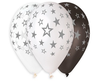 Balon premium Hel Gwiazdy Srebne 13"/6 szt