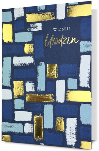 Karnet B6 HM-200 urodziny grafika, złocone HM200-3010