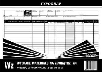 WZ A4 01056 wydawanie materiału na zewnątrz