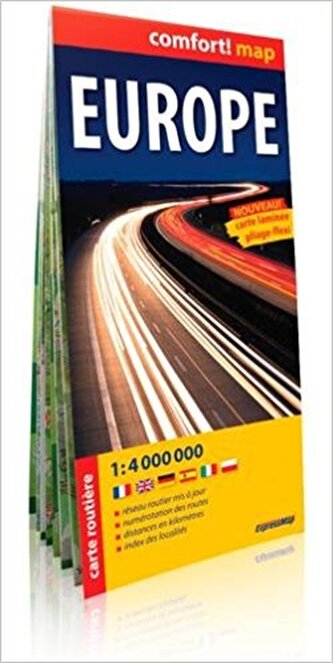 Erope - carte routiere 1:4 000 000 comfort! map. Wersja francuska