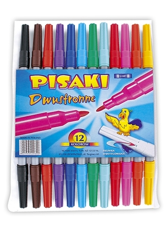 Pisaki dwustronne 12 kol   ( flamastry )