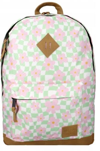 Plecak szachownica biało-miętowa kwiatki