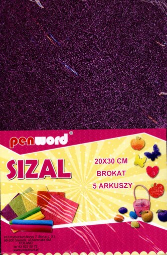 Sizal w arkuszach brokat fioletowy 20x30 "5