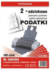 Druki offsetowe Typograf polecenie przelewu podatki 2 odc. A4 80 (01175) op.100szt.