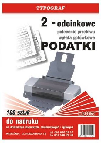 Druki offsetowe Typograf polecenie przelewu podatki 2 odc. A4 80 (01175) op.100szt.