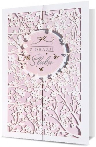 Karnet Ślub Gold, różowy ażur UK-GOLD-12