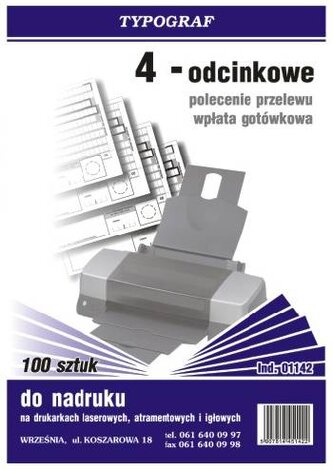 Druki samokopiujące Typograf polecenie przelewu 4 odc. (01142) op.100szt.