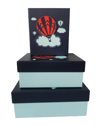 Pudełko prostokątne 3szt różowy ROZETTE