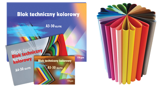 Blok techniczny kolorowy ELITE A4 30 kartek 170gm