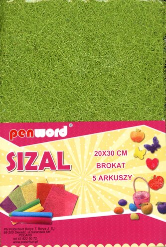 Sizal w arkuszach brokat zielony 20x30 "5
