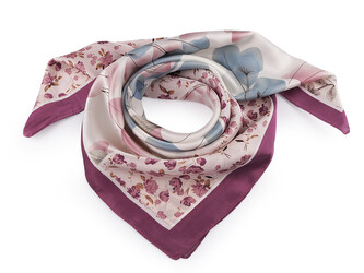 Saténový šátek 70x70 cm - 1 ks - 43 fialová