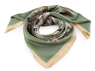 Saténový šátek 70x70 cm - 1 ks - 35 zelenkavá