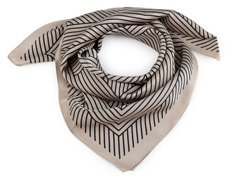 Saténový šátek 65x65 cm - 1 ks - 3 šedobéžová černá