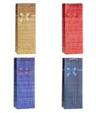 Torebka ozdobna na butelkę 12x35x9cm mix ROZETTE