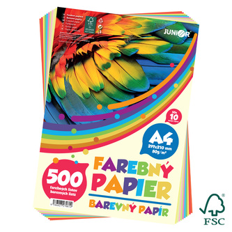 Barevný papír A4 80g 500 listů/10 barev (pastel + neon)
