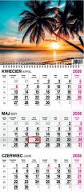 Kalendarz 2026 trójdzielny na spirali Palma