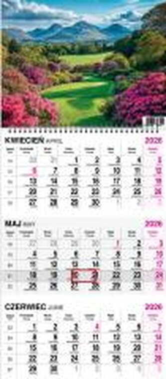 Kalendarz 2026 trójdzielny na spirali Ogród