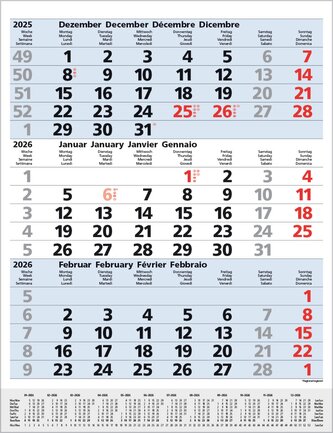 3-Monats-Planer Comfort Blau 2026