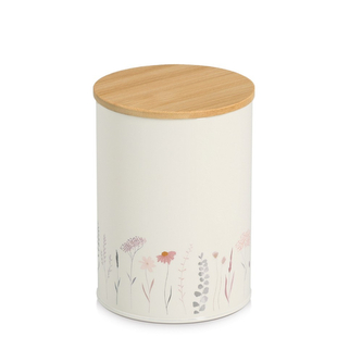 ZELLER Kovová dóza s bambusovým víkem 1,4l, Flowers 11x16cm