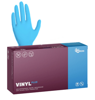 Vinylové rukavice Espeon VINYL PLUS 100 ks, nepudrované, modré, 5.0 g Velikost: XL