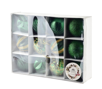 SANTA LILA Komplet 12 bombek zielone 6cm