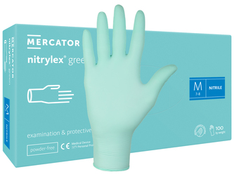 Jednorázové nitrilové zdravotnické rukavice Mercator NITRYLEX zelené 100 ks Velikost: M