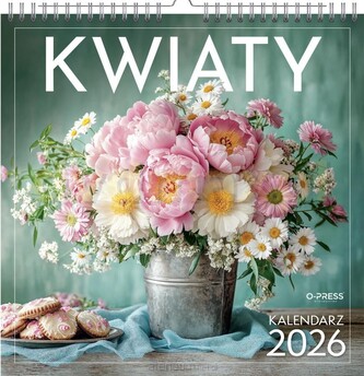 Kalendarz ścienny kwadratowy 2026 33x33 cm Kwiaty