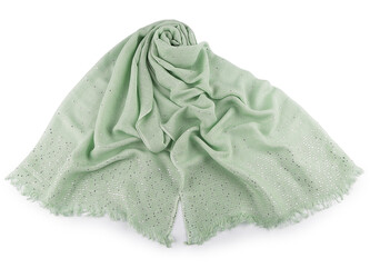 Šátek / šála s flitry 80x185 cm - 1 ks - 5 mentolová