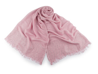 Šátek / šála s flitry 80x185 cm - 1 ks - 7 pudrová