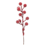 Bobule na drátku - červené, ojíněné, cena za balení (24 ks)