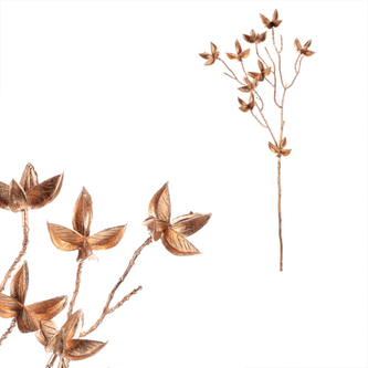 Větev umělá - špičaté lístky, barva zlatá