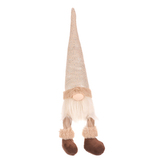 Skřítek - látková figurka, visící nohy, béžovo-hnědá