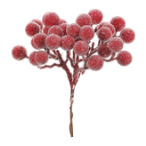 Bobule na drátku - umělý ojíněný trs, červené, cena za balení (24 ks)