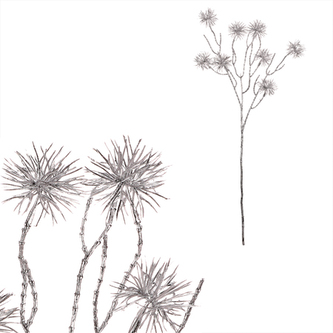 Bodlák - umělá větev, barva stříbrná