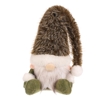 Skřítek - látková figurka, sedící, bílo-zelená