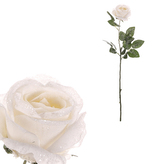 Růže - umělá řezaná, bílá, jemně ojíněná